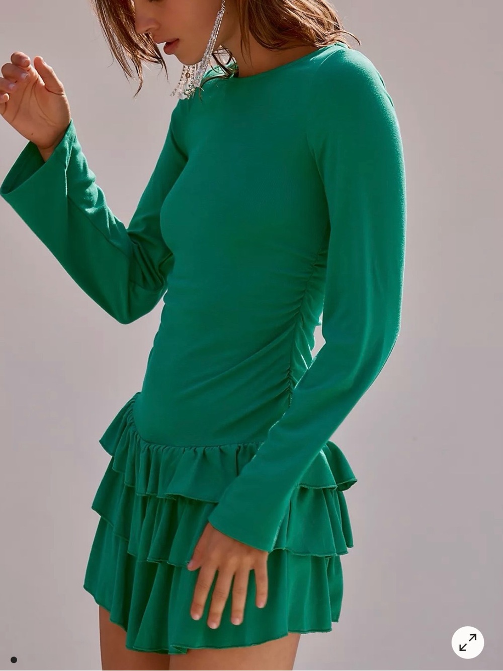 Free People Ruched Ruffle Mini Dress
